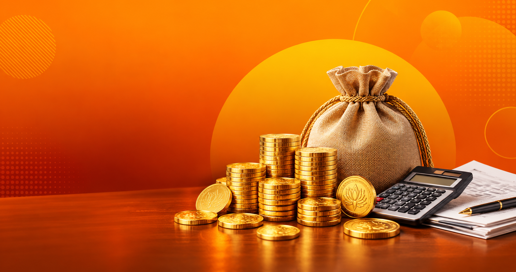 Gold coins and gold jewellery for a gold loan in India